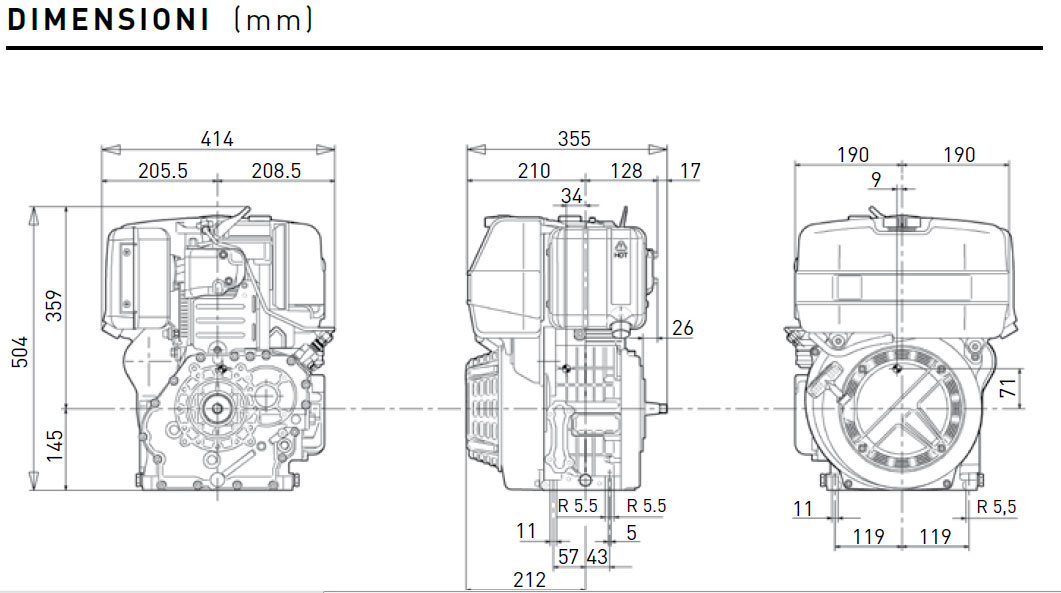 Dimensioni motore Lombardini 15LD 500