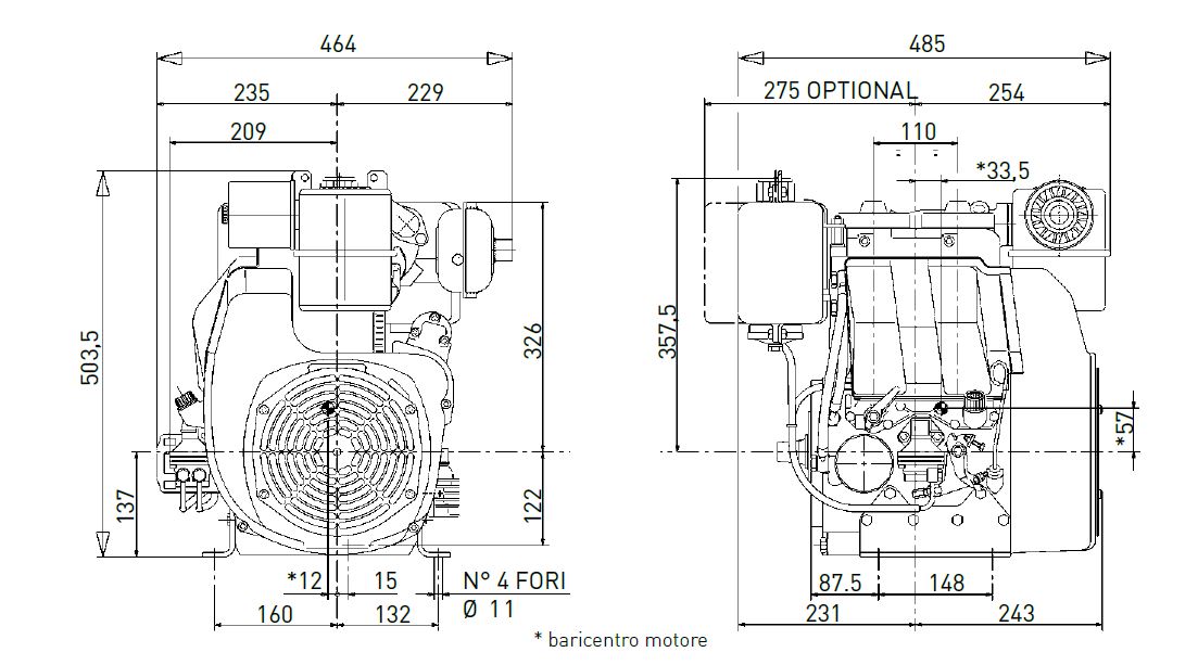 Dimensioni motore Lombardini 25LD 425/2
