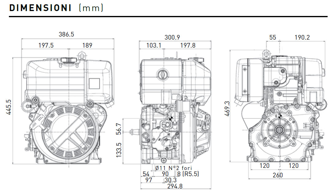 Dimensioni motore Lombardini 15LD 350