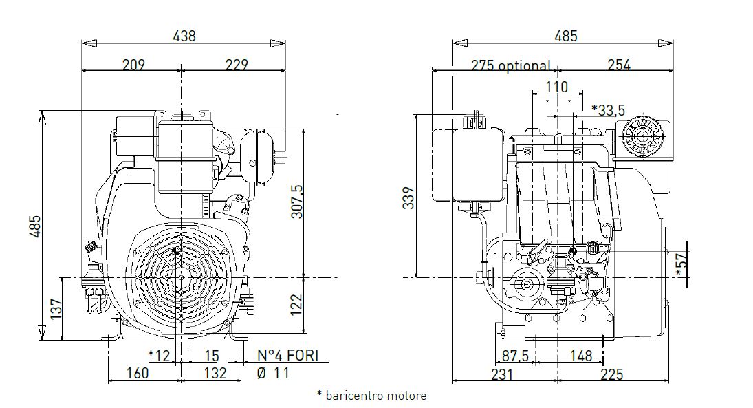 Dimensioni motore Lombardini 25LD 330/2