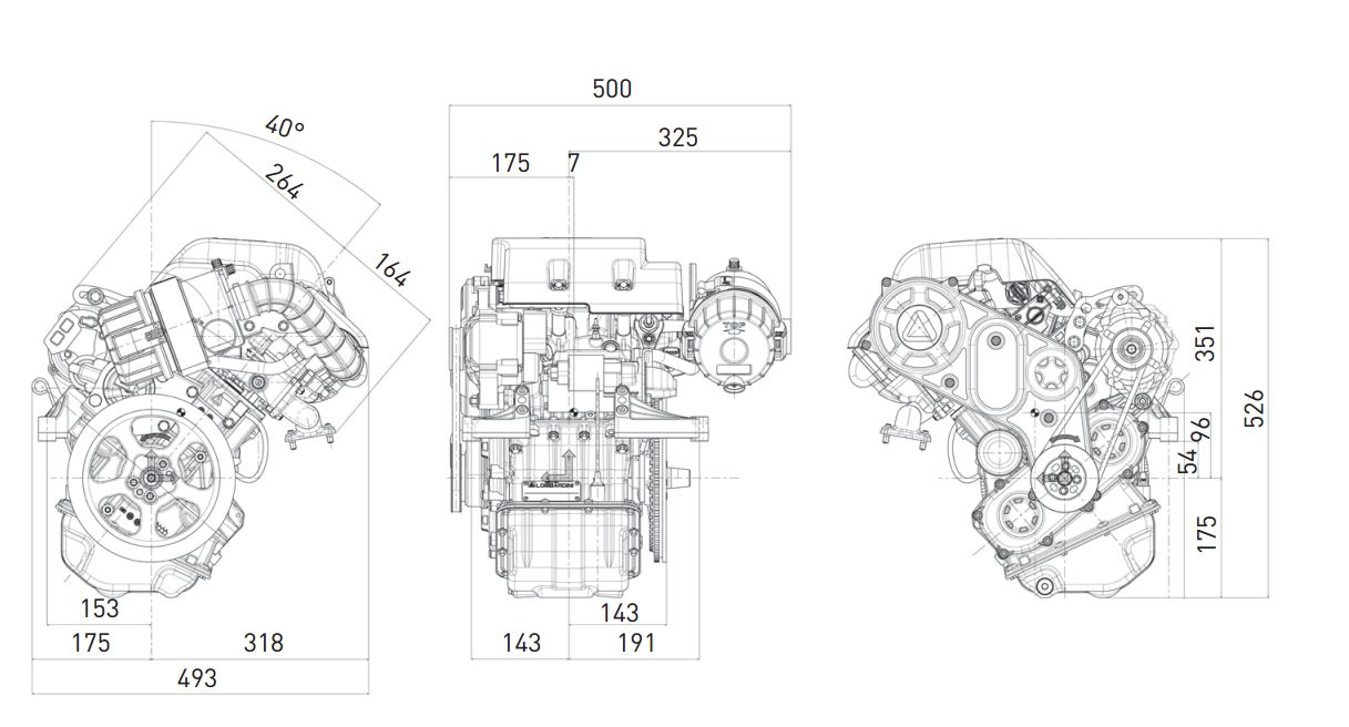 Dimensioni motore Lombardini LDW 492