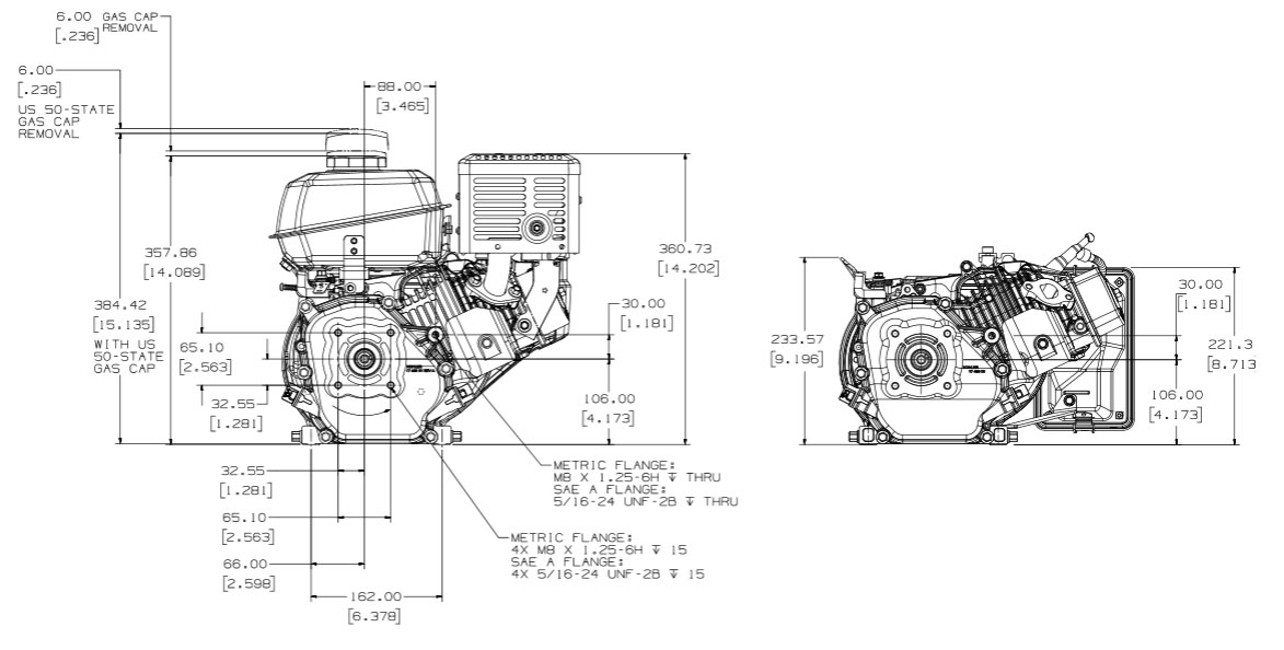 Dimensioni motore Kohler CH270