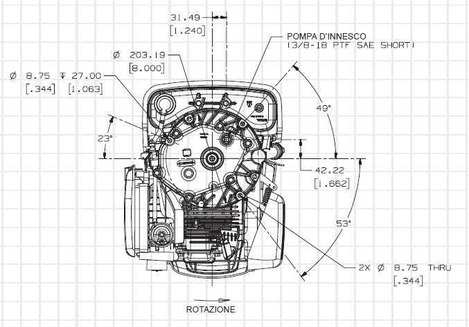 Dimensioni motore Kohler XT-7
